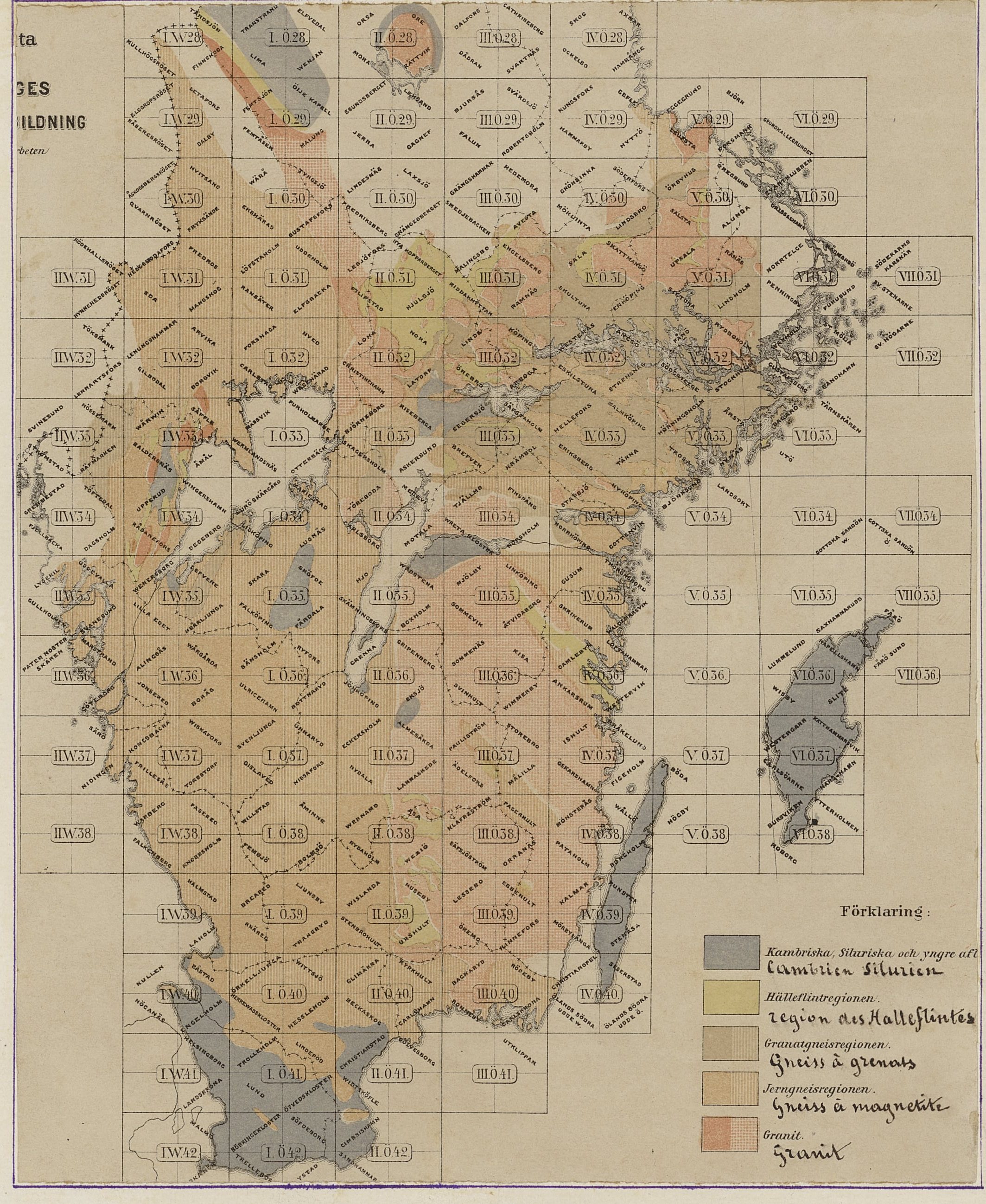 Carte géologique de la Suède, Henri Roux de Bézieux, 1883, J 1883 (705)